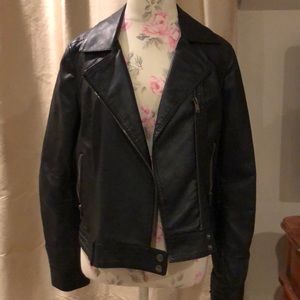 Faux leather bomber jacket